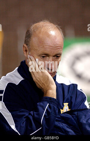 Northern Ireland Manager Sammy McIlroy cannot hide his despair as Northern Ireland fail to score against Armenia Stock Photo