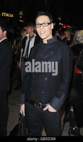 Gok Wan arrives at The Story of James Bond: A Tribute to Ian Fleming held at the Palladium Theatre, London. Stock Photo