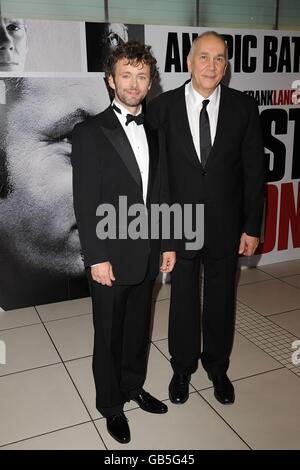 Michael Sheen (l) and Frank Langella arrive for the premiere of 'Frost Nixon' at the Times BFI London Film Festival Opening Gala at the Odeon, Leicester Square, London Stock Photo
