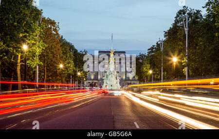 The Mall Victoria Monument and Buckingham Palace at Night London UK