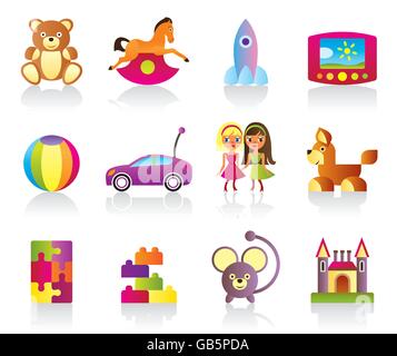 Various children's toys - vector illustration Stock Vector