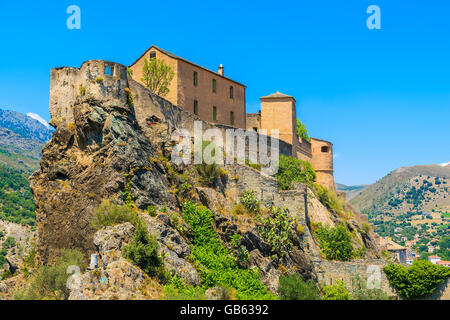 Citadel built on top of a hill in Corte town, Corsica island, France Stock Photo