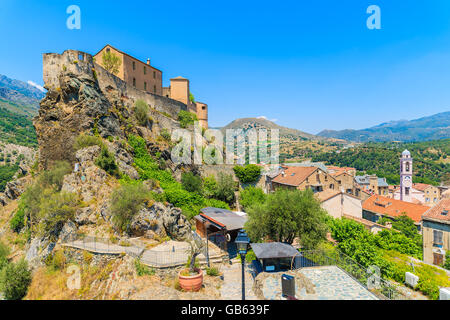 Citadel built on top of a hill in Corte town, Corsica island, France Stock Photo