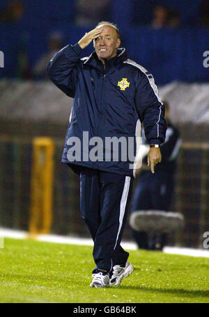 Northern Ireland Manager Sammy McIlroy cannot hide his despair as Northern Ireland fail to score against Armenia Stock Photo