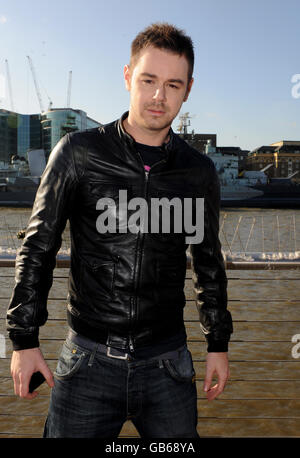 Danny Dyer pictured shooting the first scenes on the film set of new British movie 'The Rapture' at Tate and Lyle Jetty, Sugar Quay, east London. Stock Photo