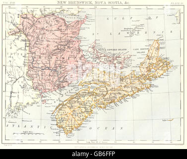 CANADA: New Brunswick, Nova Scotia, Prince Edward Island. Britannica., 1898 map Stock Photo