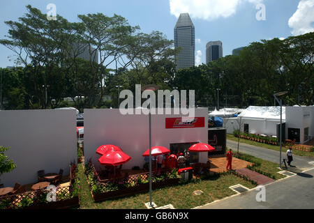 Motor Racing - Formula One Singtel Singapore Grand Prix - Qualifying - Marina Bay Circuit Park. Ferrari building at the Marina Bay Circuit Park Stock Photo