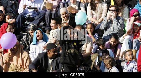 STAND ALONE Photo. Thousands gathered in Trafalgar Square in central London to celebrate Eid ul-Fitr which marks the end of Ramadan. Stock Photo