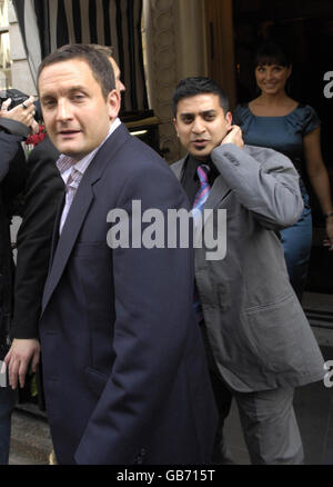 Former Eastenders actor Joel Beckett, who played Jake Moon, leaves the Chesterfield Hotel in London after the wedding of Wendy Richard and John Burns, in Charles Street, Mayfair, central London. Stock Photo