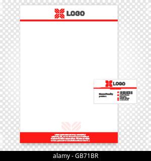 Isolated paper page vector illustration. Company identity business template. Branding offece A4 paper. Red and white color. Stock Vector