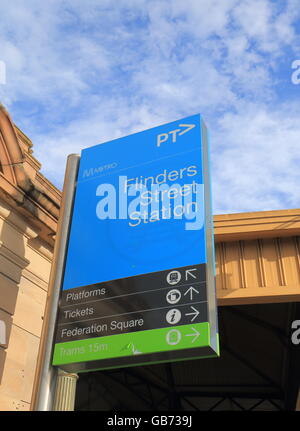 Flinders Street Station sign Melbourne Australia Stock Photo