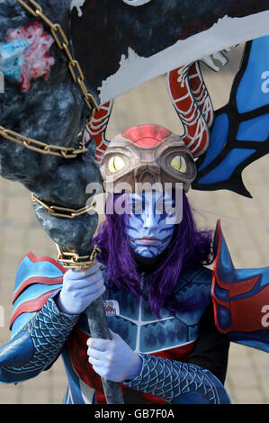 Laura Sindall dressed as 'Orochi' from the 'Warriors Orochi' video game, during the attempt to break the Guinness World Record for the largest gathering of people dressed as video game characters, during the launch of the third London Games Festival and Fringe at the Excel Centre, London. Stock Photo