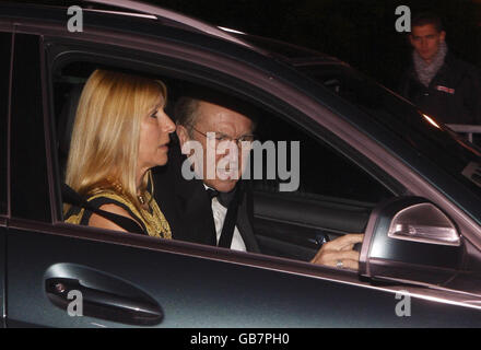 Sir David Frost and his wife Lady Carina arrive at Prince Charles's Highgrove home near Tetbury, Gloucestershire where Prince Charles will be celebrating his 60th birthday with a private party for friends and family members. Stock Photo