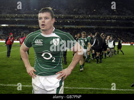 Rugby Union - Guinness Series 2008 - Ireland v New Zealand - Croke Park. Ireland' Brian O'Driscoll leaves the pitch disappointed after the International match at Croke Park, Dublin, Ireland. Stock Photo