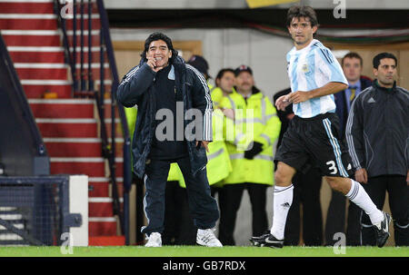 Argentina manager Diego Maradona during the Tennent's International Challenge match at Hampden Park, Glasgow. Stock Photo