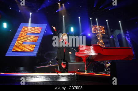 Elton John performs live in concert at the NIA Academy in Birmingham. Stock Photo