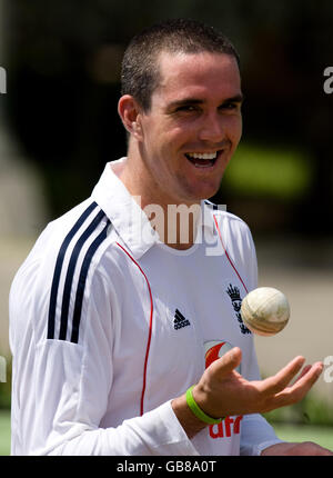 England captain Kevin Pietersen during a nets session at Stanford Cricket Ground, Coolidge, Antigua. Stock Photo