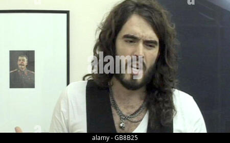 Screen grab of Russell Brand during a statement in which he announced his resignation from his Radio 2 show. Stock Photo