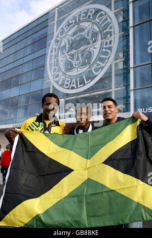 Soccer - International Friendly - Brazil v Jamaica. Jamaica fans outside the Walkers Stadium Stock Photo