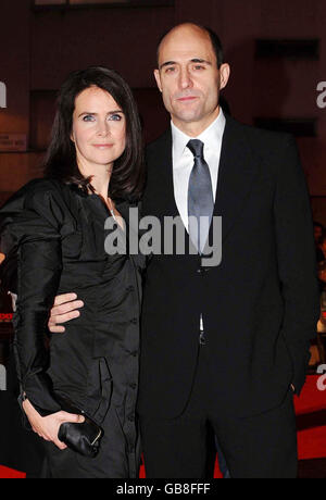 British actor Mark Strong with partner Liza at the UK film premiere of 'Body of Lies' at the Vue West End, in central London. Stock Photo