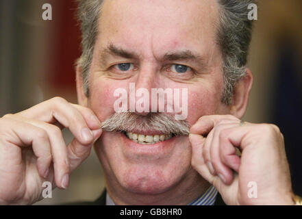 The SDLP's North Belfast councillor Alban Maginness MLA, before his moustache was shaved off in aid of Children in Need in Belfast. Stock Photo