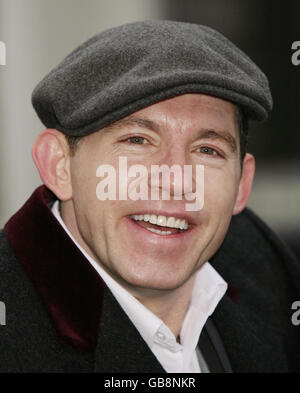 Comedian Lee Evans during the unveiling of his Square of Fame handprints, at Wembley Square in north London. Stock Photo