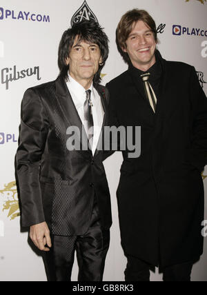 Ronnie Wood and his son Jesse Wood arriving at the Classic Rock Roll of Honour Awards, Park Lane Hotel, central London. Stock Photo