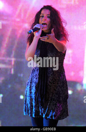 Ruth Lorenzo, an X Factor finalist performs before the Sugababes switch ...