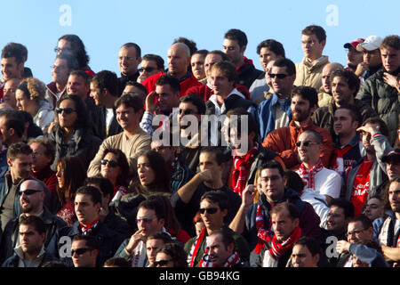 Soccer - Italian Serie A - Ancona v Siena. Fans watch the action between Ancona and Siena Stock Photo
