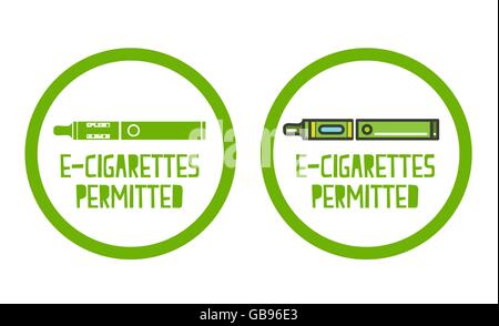 set of electronic cigarettes permitted sign icons Stock Vector