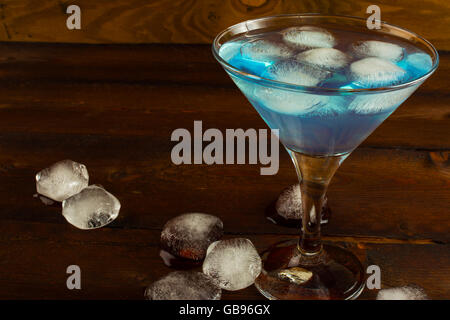 Cocktail Blue Lagoon. Blue cocktail. Blue curacao liqueur. Blue Martini. Blue margarita. Blue Hawaiian cocktail Stock Photo