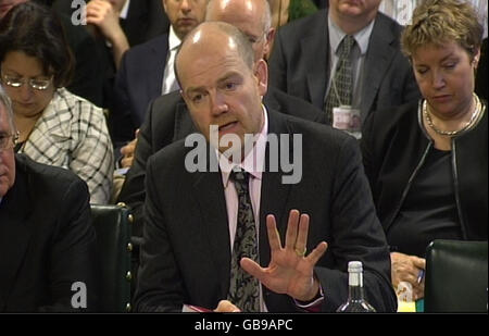 BBC Director General Mark Thompson speaks before the Culture Select Committee, House of Commons, London. Stock Photo