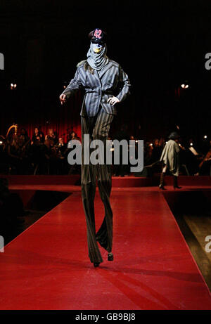 A model displays a creation by British designer Vivienne Westwood for ...