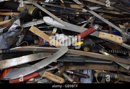 Police destroy weapons Stock Photo
