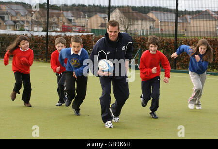 Rugby Union - Scottish Rugby Union Community Day - Kintore Primary School Stock Photo