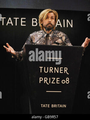 Mark Leckey wins the Turner Prize 2008 at the Tate Gallery in central London. Stock Photo