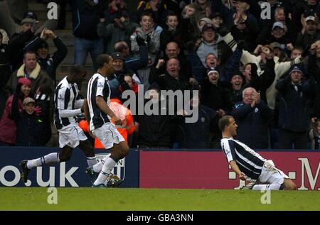 Soccer - Barclays Premier League - West Bromwich Albion v Tottenham Hotspur - The Hawthorns. West Bromwich Albion's Roman Bednar (r) celebrates after scoring the first goal Stock Photo