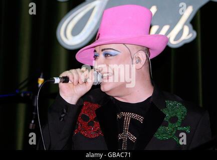 Boy George gig - London. Boy George performs on stage at Le Pigalle Club on Piccadilly, central London. Stock Photo