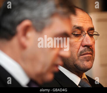 Prime Minister Gordon Brown (left) during a meeting with Iraqi prime minister Nouri Maliki in Baghdad. Stock Photo