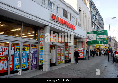 A Woolworths store at 115-119 Camden High Street, Camden Town, London, NW1 7JS. Stock Photo