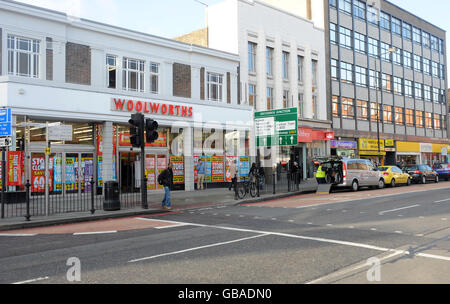 A Woolworths store at 115-119 Camden High Street, Camden Town, London, NW1 7JS. Stock Photo