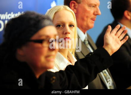 Gerry Tobin's mother Maria Hutton (left) and his Fiancee Rebecca Smith during a press conference in Birmingham. Stock Photo