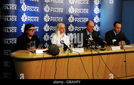 Gerry Tobin's mother Maria Hutton (left), his Fiancee Rebecca Smith, Detective Superintendent Ken Lawrence (second right) and Chief Crown Prosecutor David Robinson during a press conference in Birmingham. Stock Photo