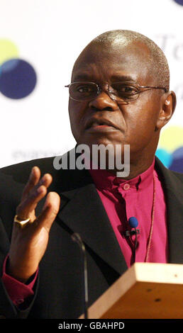 Archbishop of York, Dr John Sentamu gives a talk on 'The Road to Recovery: Neighbourliness and mercy, community and service,' at the Royal Society in London. Stock Photo