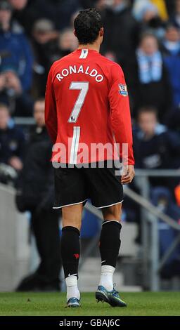 Cristiano Ronaldo of Manchester United walks off after the Barclays in  2023