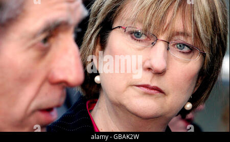 Home Secretary Jacqui Smith and Justice Secretary Jack Straw at the West Wing Arts Centre in Slough, Berkshire, where they have been launching high visibility jackets for criminals on community service. Meanwhile the Home Secretary has insisted officers were investigating a 'systematic series of leaks' of potentially sensitive Home Office material when senior Tory MP Damian Green was arrested last week. Stock Photo