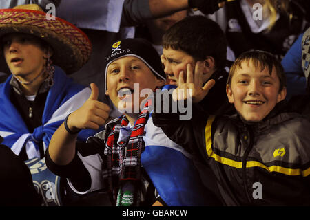 Scotland fans show their support, in the stands before the Bank Of Scotland Corporate Autumn Test match at Murrayfield, Edinburgh. Stock Photo