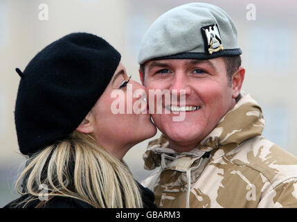 Royal Scots Dragoon Guards return to Wessex Barracks in Germany Stock Photo