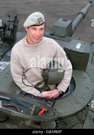 Captain Roddy Christie, a challenger tank commander from the Royal Scots Dragoon Guards, at the Wessex Barracks in Bad Fallingbostel, Germany. Stock Photo