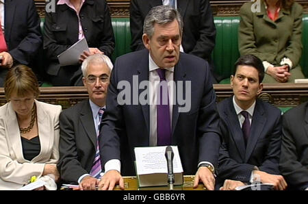 Prime Minister Gordon Brown makes a statement regarding an inquiry into the Iraq war at the House of Commons. It is expected that the Prime Minister will face calls for a full independent inquiry into the origins and conduct of the Iraq War, as he gives MPs details of his plan to bring British troops home after six years and 178 deaths. Stock Photo